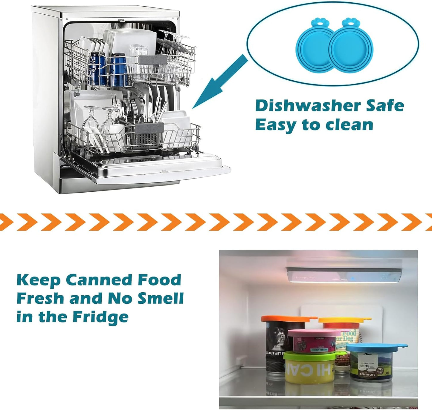 PetBonus 2 Pack Silicone Pet Can Cover Lids, Universal Size for Dog Cat Food, 1 fit 3 Standard Size Can Tops, BPA Free Dishwasher Safe (Blue, Blue)