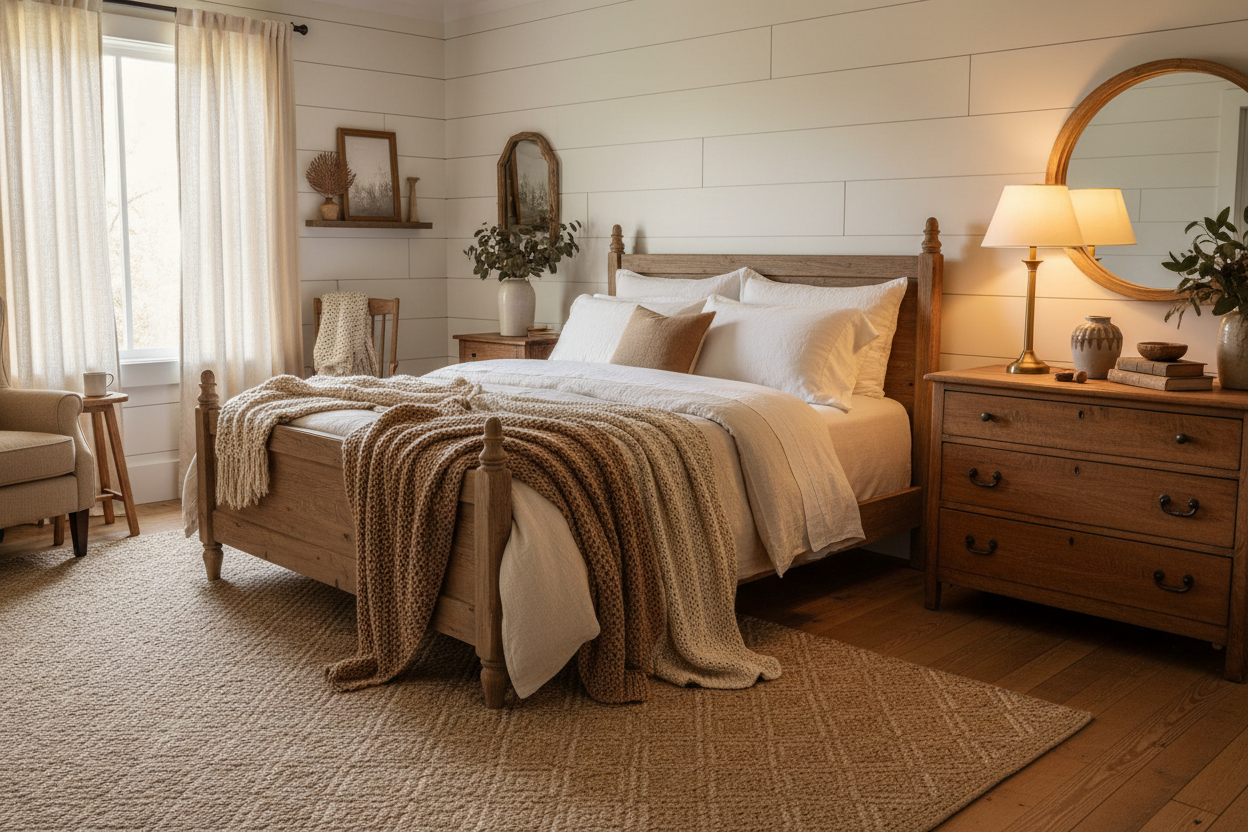 Rustic Farmhouse Comfort with Beds & Furniture, Blankets & Throws, and Cozy Rugs