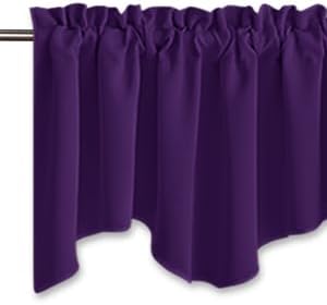 NICETOWN Blackout Window Treatment Valances - Small 52 inches by 18 inches Rod Pocket Window Topper Halloween Decoration Tiers Curtains Panels for Kitchen & Bedroom (Royal Purple, 2 Panels)