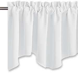 NICETOWN Window Valances Curtains - Half Window, 52 x 18 inches, Rod Pocket, Durable, Tiny Bathroom/Bay Kitchen/Bedroom (Light Grey, Set of 2)