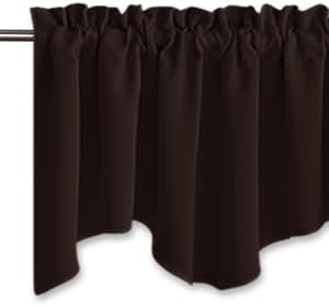NICETOWN Bathroom Curtain Valances - 52 x 18 inches Rod Pocket Privacy Valance for Kitchen/Bay Window/Nursery/Boys Bedroom (Toffee Brown, Double Pieces)