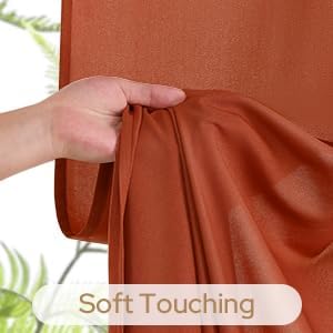 HOMEIDEAS Non-See-Through Fall Burnt Orange Privacy Sheer Kitchen Curtains, 30 X 24 Inches Long 2 Panels Short Sheer Curtains Light Filtering Bathroom Window Drapes for Bedroom Living Room