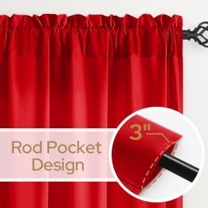 HOMEIDEAS Christmas Non-See-Through Red Privacy Sheer Curtains, 52 X 63 Inches Long 2 Panels Sheer Curtains Light Filtering Window Drapes for Bedroom Living Room