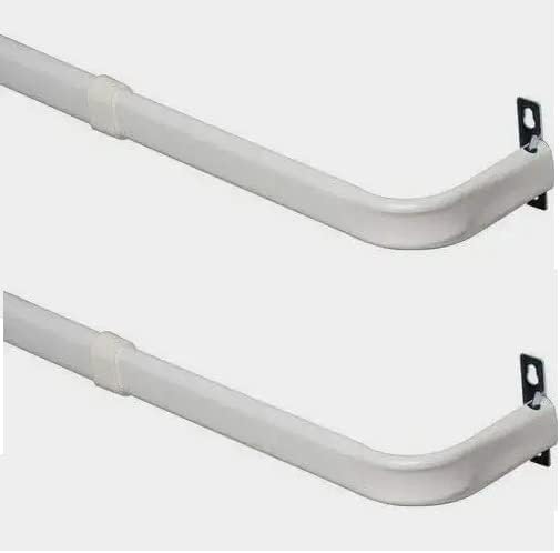 Yafa Home Fashion Heavy Duty Single Standard Adjustable Curtain Rod Hardware Included(White, 66"-128"[2PCS])