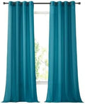 NICETOWN Semi Sheer Curtains Flax Linen Texture, (Peacock Green) Grommet Retro Linen Weave Window Drapes Privacy with Light Filtering for Living Room, 2 Panels, W52 x L96