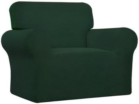 Easy-Going Stretch Oversized Chair Sofa Slipcover 1-Piece Couch Sofa Cover Furniture Protector Soft with Elastic Bottom for Kids Spandex Jacquard Fabric Small Checks Dark Green