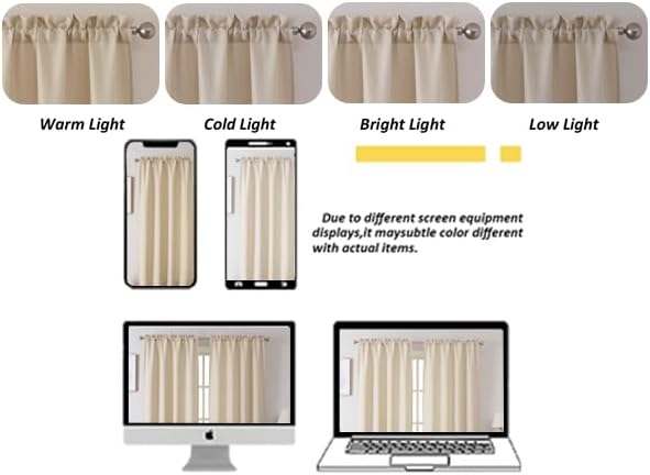 Chyhomenyc Valance for Windows, Light Filtering Faux Linen Decorative Small Kitchen Window Curtain, Rod Pocket Short Valance for Bathroom Laundry Basement, 60Wx14L inch, 1 Piece, Linen Color