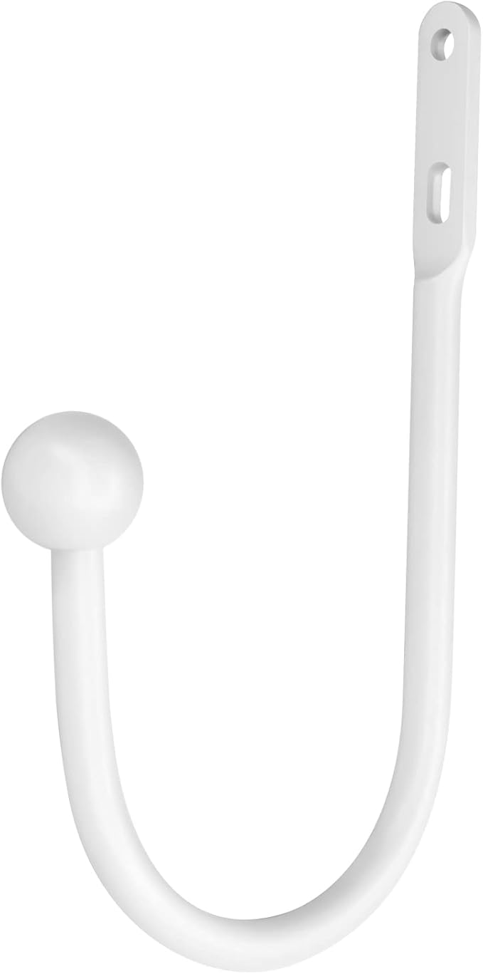 VRSS Wall Mount Curtain Tiebacks Drapery Holdbacks Curtain Holdback Hooks 6" L x 3" W Simple Style (4Pcs White)