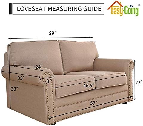 Easy-Going Reversible Loveseat Couch Cover for 2 Cushion Couch Sofa Cover for Dogs Water Resistant Furniture Protector with Foam Sticks Elastic Straps for Pet (Loveseat, Ivory/Ivory)