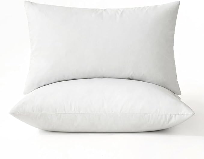 MIULEE Pillows Queen Size Set of 2 Down Feather Throw Pillows for Couch Sofa Bed, Decorative Fluffy Cotton Fabric Inserts,White 20x30