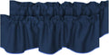 H.VERSAILTEX 2 Panels Blackout Curtain Valances for Kitchen Windows/Living Room/Bathroom Privacy Protection Rod Pocket Decoration Scalloped Window Valance Curtains, 52" W x 18" L, Navy