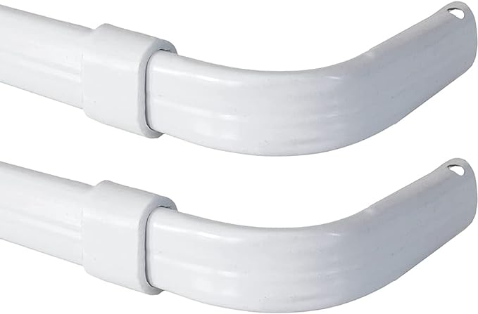 Blu-Pier Tech Heavy Duty Single Rod Standard White 28"-48" Adjustable Curtain Rod Hardware Included (Pack of 2)