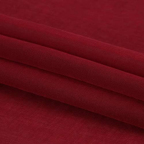 DWCN Christmas Burgundy Sheer Curtains Semi Transparent Voile Rod Pocket Curtains for Bedroom and Living Room, 52 x 108 inches Long, Set of 2 Panels