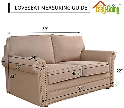 Easy-Going Reversible Loveseat Couch Cover for 2 Cushion Couch Sofa Cover for Dogs Water Resistant Furniture Protector with Foam Sticks Elastic Straps for Pet (Loveseat, Light Gray/Ivory)
