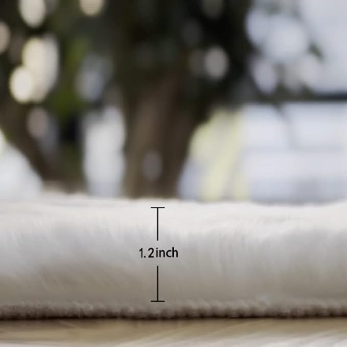ORINOVA White Washable Furry Area Rug Runner Faux Bunny Fuzzy Fur Rugs for Bedroom Living Room 2x6 Rug Runners for Hallways Room Décor