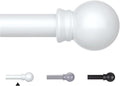 Thestoa Curtain Rods for Windows 66-120 Inch, 5/8" White Curtain Rods, Stainless Steel Small Curtain Rod for Bedroom, Living Room,Kitchen,Farmhouse, Outdoor Curtain rod White