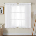 Gwine White Sheer Curtains 48 Inches Long 2 Panels Set, Light Filtering Sheer Curtains for Living Room Bedroom, Modern Voile Soft Airy Rod Pocket Drapes, 42Wx48L Inch, 2PCS