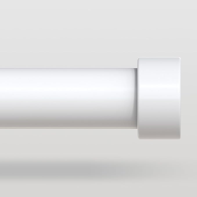 VOIIY White Curtain Rods for Windows 72 to 144 Inch(6-12 Feet),1" Diameter Rods with Modern Style End Cap Finials,Size:36-144 Inch