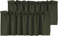 H.VERSAILTEX 2 Panels Blackout Valances for Small Windows Thermal Insulated Short Curtains Privacy Decorative Rod Pocket Shade for Kitchen/Living Room/Cafe/Bathroom/Laundry,52" W x 18" L,Olive