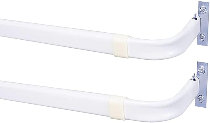 Blu-Pier Tech Heavy Duty Single Rod Standard White 28"-48" Adjustable Curtain Rod Hardware Included (Pack of 2)