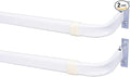 Blu-Pier Tech Heavy Duty Single Rod,Lock Seam Curtain Rod 28 to 48-Inch Adjustable Width, 2 1/2-Inch Projection，Hardware Included,White(Pack of 2)