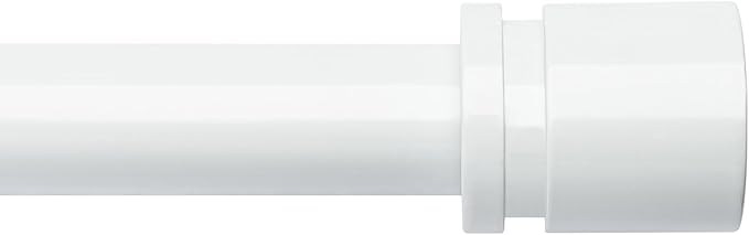Byondeth Curtain Rods for Windows 16 to 120 Inches Adjustable Length 1 Inch Diameter Window Curtain Rod with Aluminium End Cap, White