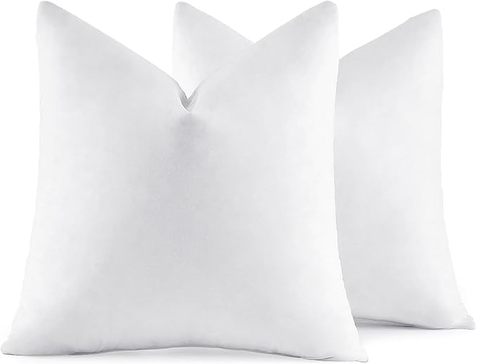 MIULEE 22x22 Pillow Inserts,Set of 2 Down Feather Throw Pillows for Couch Sofa Bed, Decorative Fluffy Throw Pillow Inserts Cotton Fabric,White