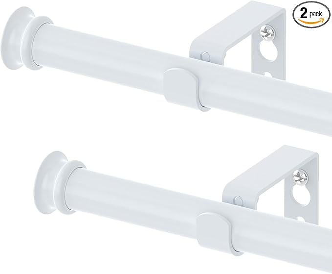Curtain Rods 2 Pack 5/8 inch White Curtain Rods for Windows 30 to 88 Inch with Brackets Easy to Install for Bedroom Living room Kitchen