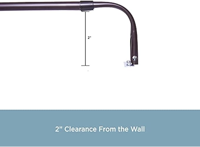 Blu-Pier Tech Heavy Duty Single Rod,Lock Seam Curtain Rod 18 to 28-Inch Adjustable Width, 2 1/2-Inch Projection，Hardware Included,Black(Pack of 2)