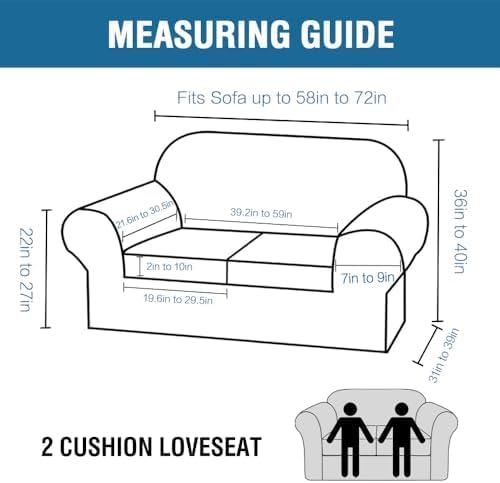 H.VERSAILTEX Real Velvet Plush 3 Piece Stretch Sofa Covers Couch Covers for 2 Cushion Couch Loveseat Covers Width Up to 72 Inch Feature Thick Soft Stay in Place (Medium Sofa, Porcelain White)