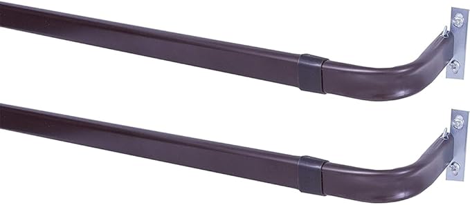 Blu-Pier Tech Heavy Duty Single Rod 28"-48" Adjustable Curtain Rod Hardware Included，Black(Pack of 2)