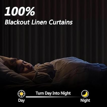 Guken Yellow 100% Blackout Linen Curtains 63 Inch Length 2 Panels Set for Living Room Bedroom Back Tab/Rod Pocket Thermal Insulated Black Out Drapes Room Darkening Farmhouse Window Curtains