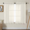 Gwine Ivory Sheer Curtains 48 Inches Long 2 Panels Set, Light Filtering Sheer Curtains for Living Room Bedroom, Modern Voile Soft Airy Rod Pocket Drapes, 42Wx48L Inch, 2PCS