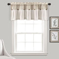 Lush Decor Linen Button Valance | 52"W x 18"L | Farmhouse Style | Coconut Husk Buttons | Pack of 12