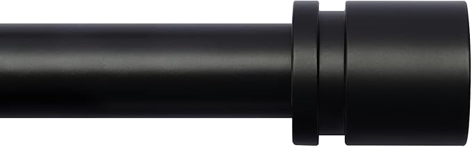 Byondeth Curtain Rods for Windows 16 to 120 Inches Adjustable Length 1 Inch Diameter Window Curtain Rod with Aluminium Finials, Black