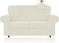 WEERRW Velvet Couch Covers for 2 Cushion Couch Sofa - High Stretch Luxury Velvet Plush 3 Pieces Sofa Slipcovers with Elastic Bottom, Furniture Protector for Pets, Machine Washable, Ivory, Medium