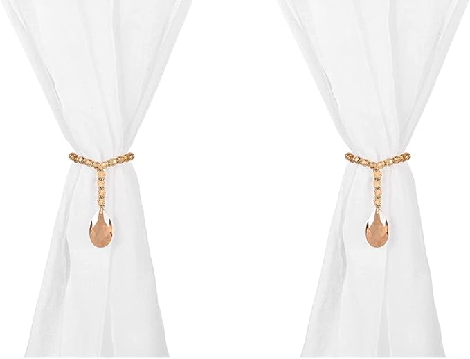SUQ I OME 1 Pair of Luxury Crystal Beaded Magnetic Curtain Tieback and Holdback Curtain Clips Curtain Buckle Curtain Holder Blingbling Curtain Holdbacks for Drapes,Golden Champagne