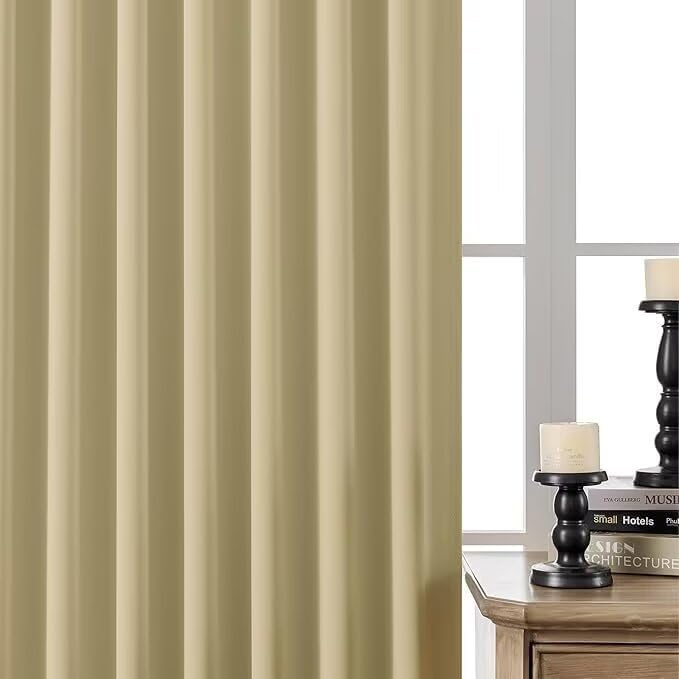 Joydeco Blackout Curtains for Bedroom 84 inch Long 2 Panels, Thermal Insulated Room Darkening Curtains with Grommets, Soft Window Drapes for Living Room (W52 x L84 Inch, Beige)