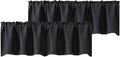 Chyhomenyc Black Valances for Window, Room Darkening Short Curtains for Kitchen Bedroom Living Room, Rod Pocket Top Small Window Treatment Valance RV Bunk Panels, 60" Wx18 L, 2 Pieces