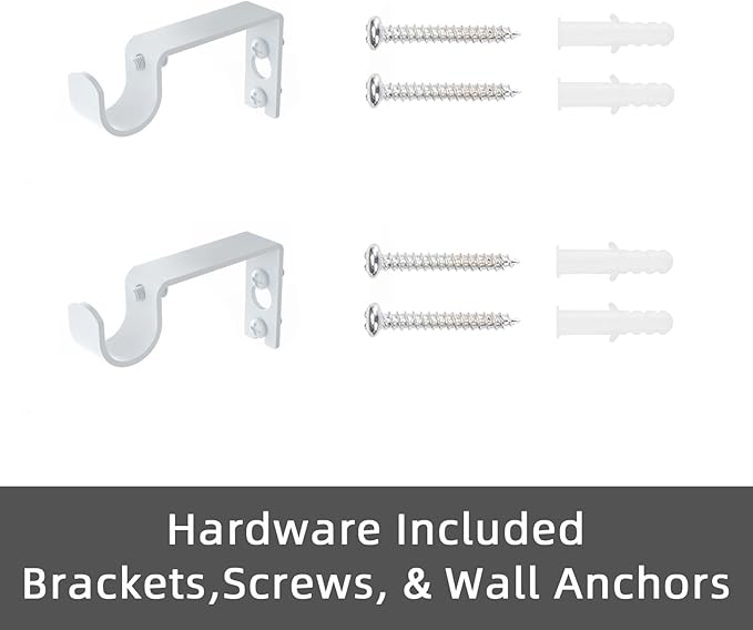 GXOACKJ Curtain Rods for windows 32-62 inch, 5/8 inch Decorative White Splicing Heavy Duty Metal Curtain Rod set with Brackets