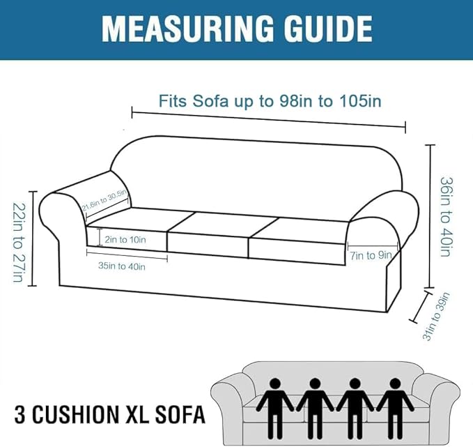H.VERSAILTEX Modern Velvet Plush 4 Piece High Stretch Sofa Slipcover Furniture Protector Form Fit Luxury Thick Velvet Extra Large Sofa Cover for 3 Cushion Couch Width Up to 105 Inch(XL Sofa, Ivory)