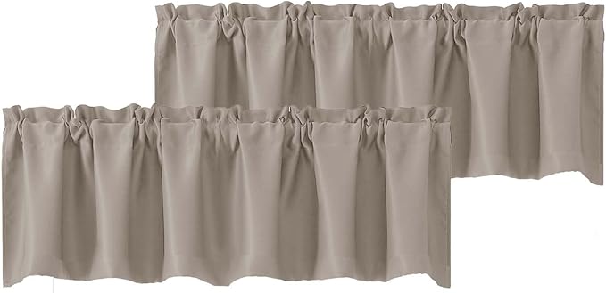 Chyhomenyc Stone Valances for Window, Room Darkening Short Curtains for Kitchen Bedroom Living Room, Rod Pocket Top Small Window Treatment Valance RV Bunk Panels, 60Wx18L, 2 Pieces
