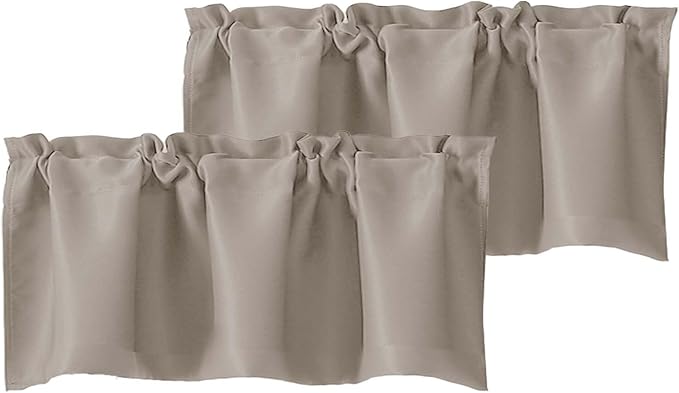 Chyhomenyc Stone Valances for Window, Room Darkening Short Curtains for Kitchen Bedroom Living Room, Rod Pocket Top Small Window Treatment Valance RV Bunk Panels, 40Wx14L, 2 Pieces