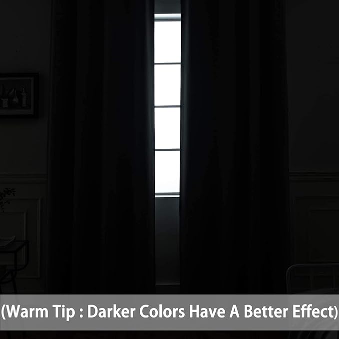 Yakamok Blackout Curtains Room Darkening Thermal Insulated Window Panels,Solid Grommet Top Drapes for Bedroom/Living Room(70Wx84L, Light Grey, 2 Panels)