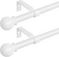 Curtain Rods for Windows 48 to 84, 2 Pack White Curtain Rod with Brackets Easy Install, Decorative Adjustable 5/8 inch Heavy Duty Curtain Rod for Living Room, Bedroom, Set of 2