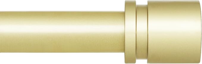 Byondeth Curtain Rods for Windows 16 to 120 Inches Adjustable Length 1 Inch Diameter Window Curtain Rod with Aluminium Finials, Warm Gold