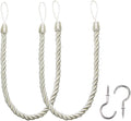 BEL AVENIR Curtain Tiebacks Ropes Tie-Backs, Handmade Curtain Holdbacks with 2 Metal Screw Hooks (Cream, 2pack)