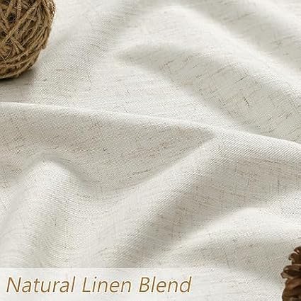 Guken Cream 100% Blackout Curtains 98 Inch Length 2 Panels Set for Living Room Bedroom Back Tab Thermal Insulated Black Out Linen Drapes Room Darkening Window Curtains