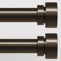 Lootkell 2 Pack Modern Brown Curtain Rods Set for Windows 72 to 144 Inches Adjustable Length Heavy Duty 1" Diameter Window Curtain Rod with Decorative Finials for Outdoor Bedroom Kitchen Living Room