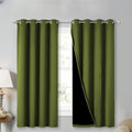 NICETOWN 100% Blackout Blinds, Set of 2, 46" x 45", Olive Green, Laundry Room Decor Window Treatment Curtains for Large Patio Sliding Door, Thermal Insulated Curtains for Bedroom